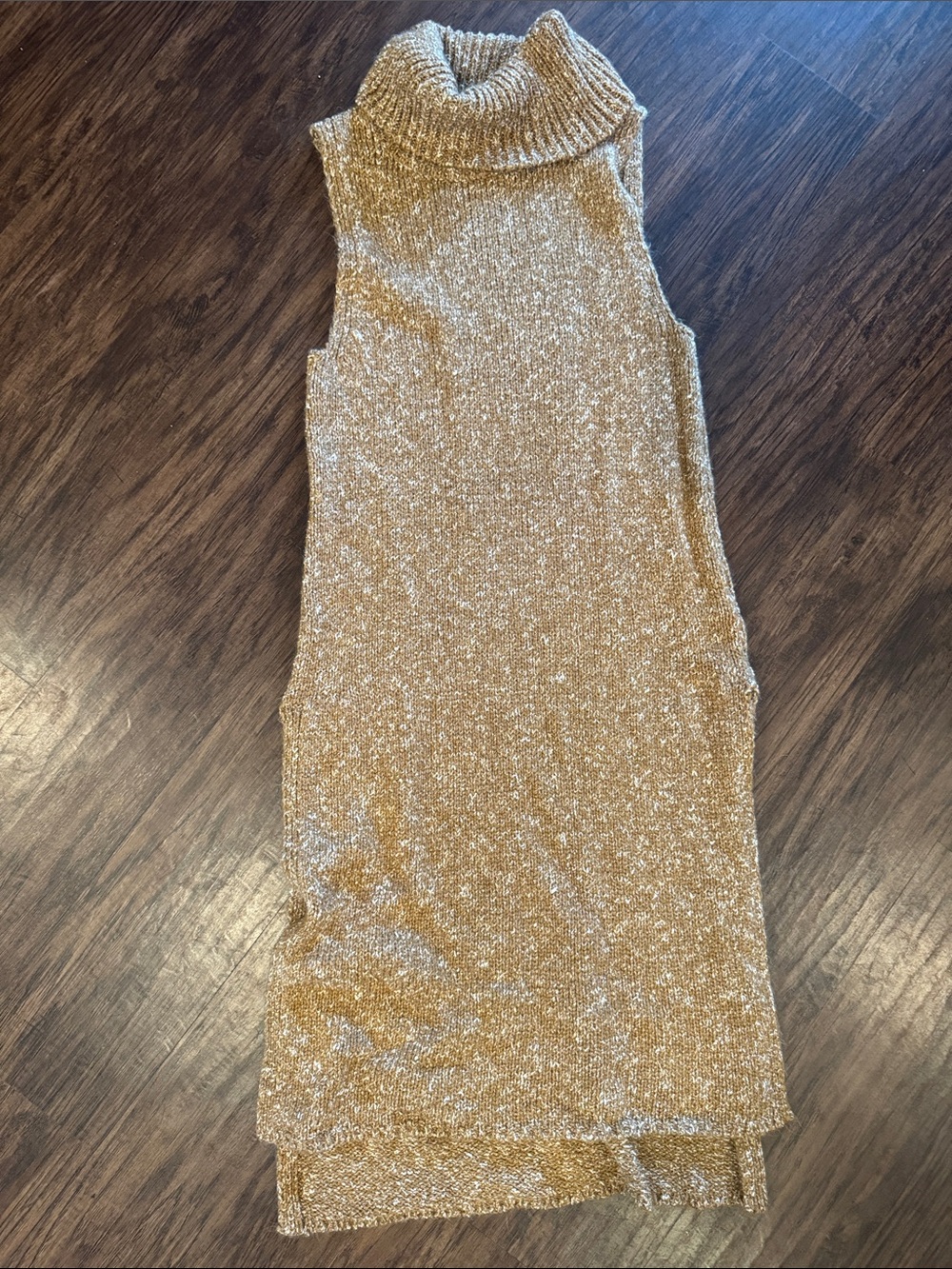 Sleeveless Turtleneck Knit Dress in Marled Brown By Anthropologie
